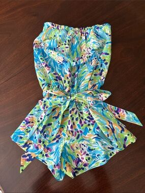 Lilly Pulitzer Strapless Romper with Tie Waist